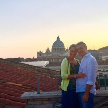 Gio e Chris em Roma, vista para a Basílica de São Pedro Gio e Chris em Roma